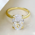 Women's oval silver ring with a four-claw setting holding a hand-cut gemstone.