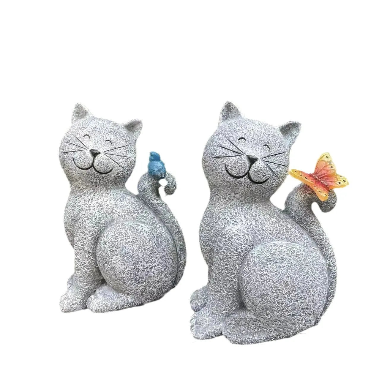 Outdoor solar lamp cute kitten ornament in resin and plastic, size 14x9x21cm