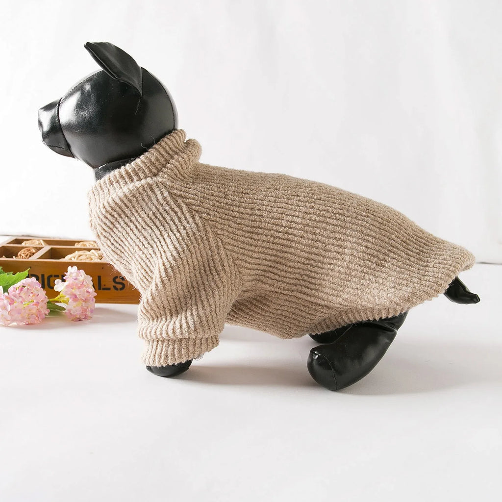 Brown cloth dog sweater pullover for small breed dog on a white background