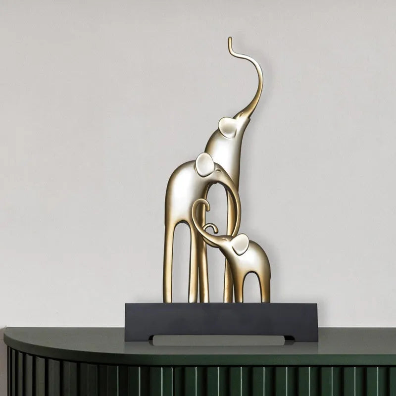 Resin elephant decorative figurine in electroplated gold or painted retro colour finish