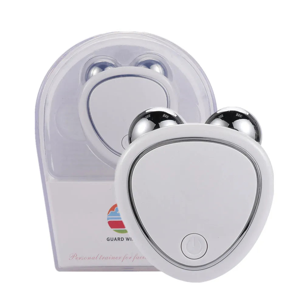 Micro-current beauty instrument with three functions in pink colour for home use