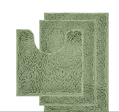 Chenille long hair U-shaped three-piece bathroom toilet carpet set in modern simplicity style