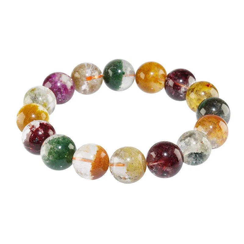 Colourful ghost cornucopia crystal bracelet with 10mm beads in retro ethnic style