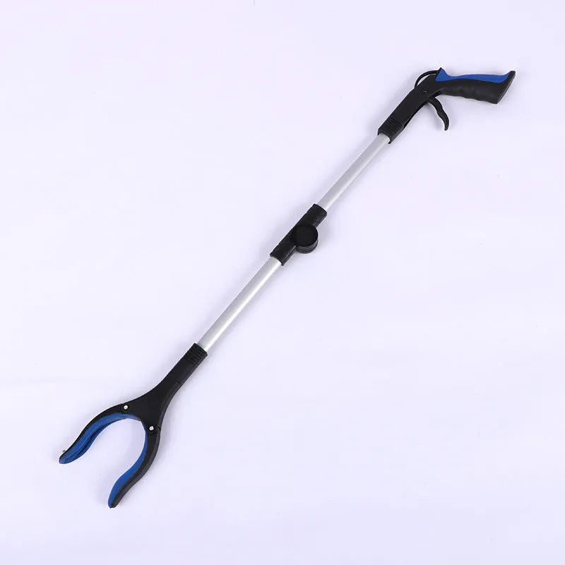 Foldable aluminium alloy garbage clamp with magnetic sucker showing extended and collapsed positions