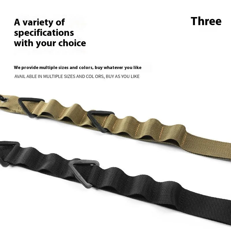 Black multifunctional hanging rope storage belt with buckle, coiled to show its 130cm length.