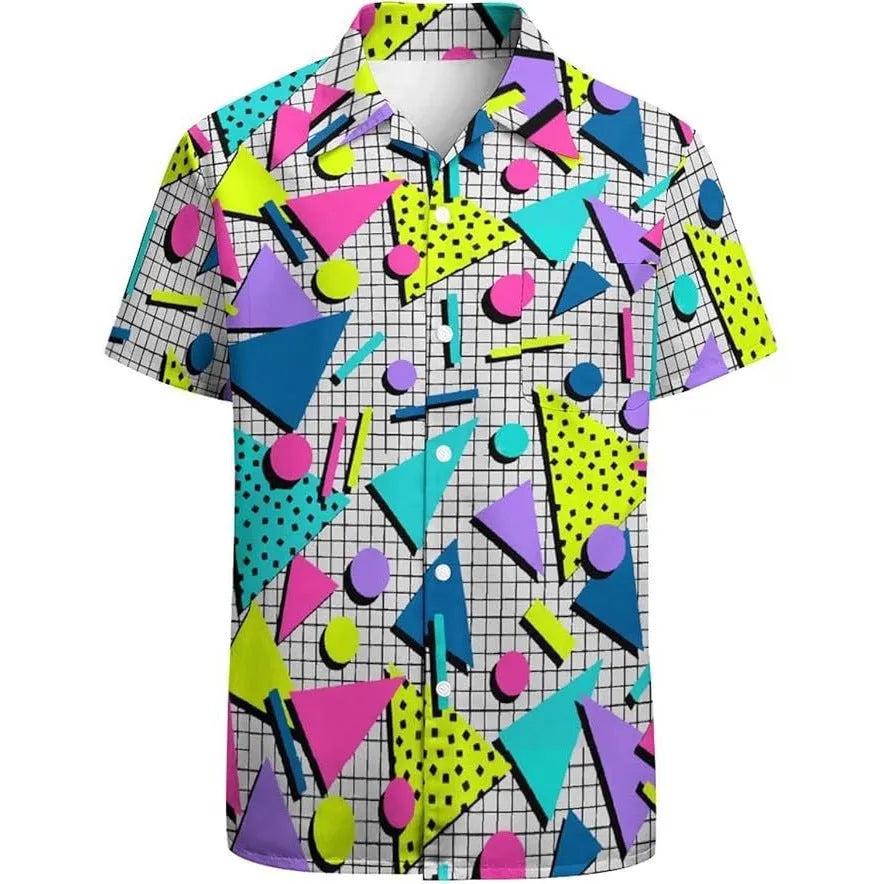Men's camouflage pattern polyester shirt in slim fit cardigan style with short sleeves