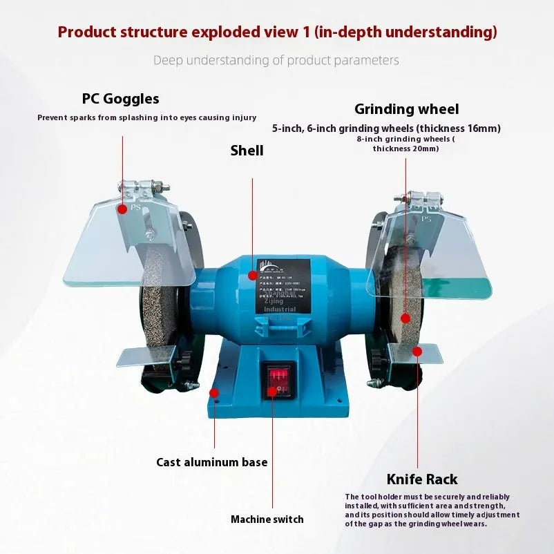 Mini desktop polishing machine with 5-inch grinding wheel for knife sharpening