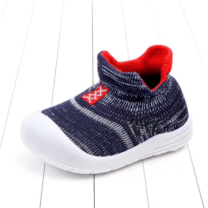 Spring children's soft sole walking shoes non-slip breathable low top in black blue red sizes 15-19