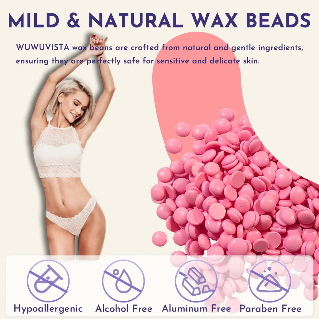 29-piece hard waxing kit with black wax warmer, wax beads, facial and body sticks, aftercare products
