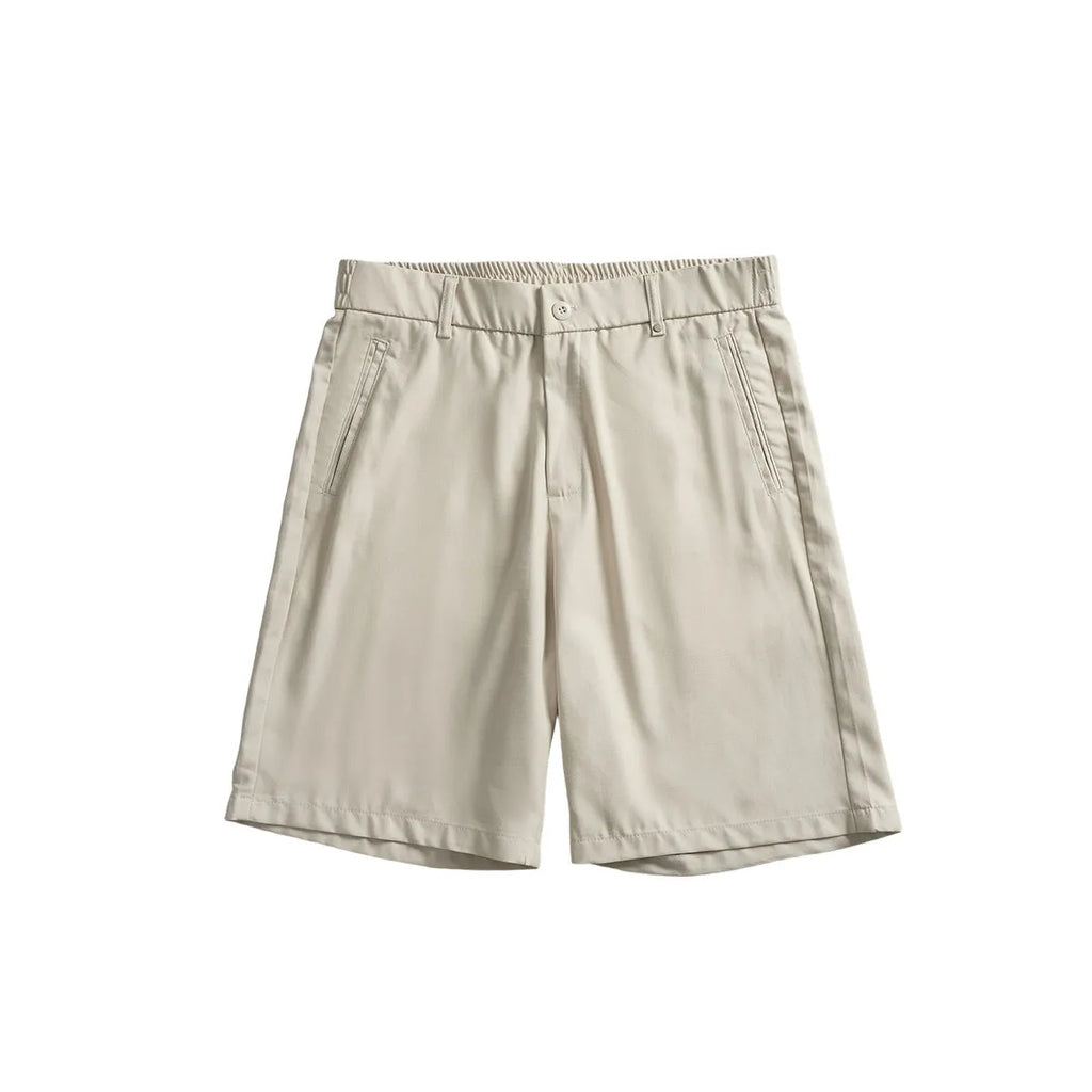 Men's cotton blend lyocell casual shorts in loose fit, apricot colour, laid flat