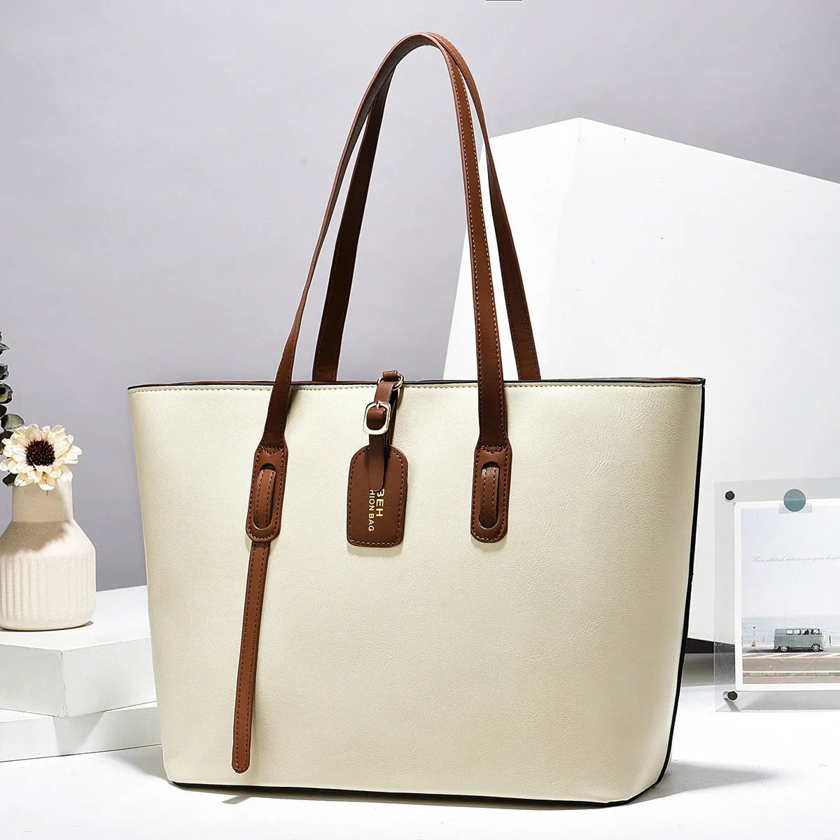 PU leather pattern shoulder messenger bag, 32x13x27cm bucket bag with zip pockets and six colour options