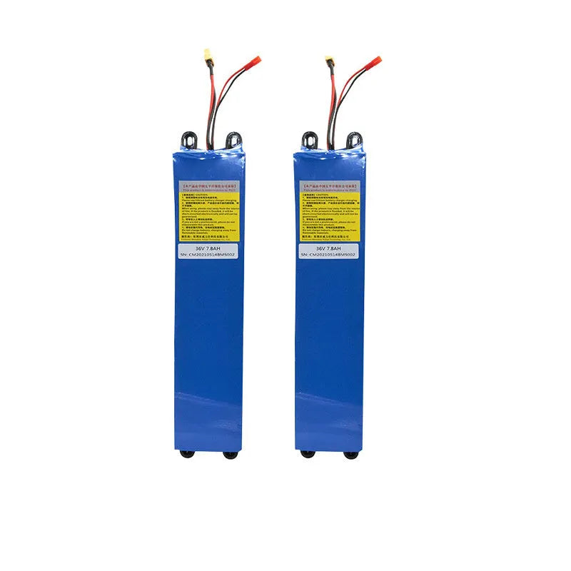 36V lithium battery pack for electric scooters with capacity options 6.6A, 7.8A, and 10.4A