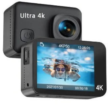 Sports Camera 4K HD Anti-shake plastic metal body 57x40x28mm with waterproof case Black Standard
