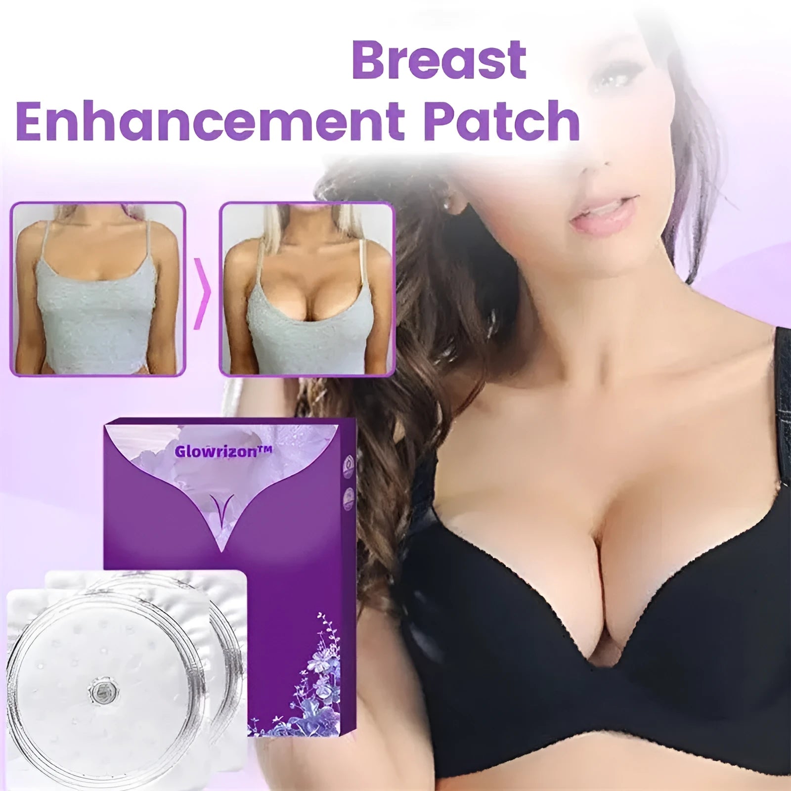Silicone chest patch pair for body tightening and temporary cosmetic enhancement