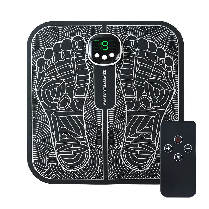 Reflexology foot massager mat with USB charging cable and remote control options