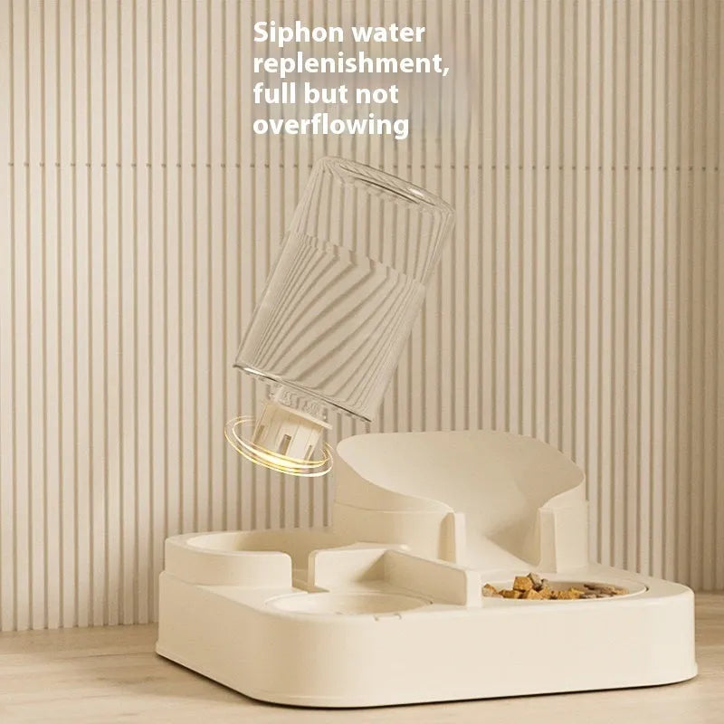 White plastic cat feeder with 4000ml large capacity for dry cat food