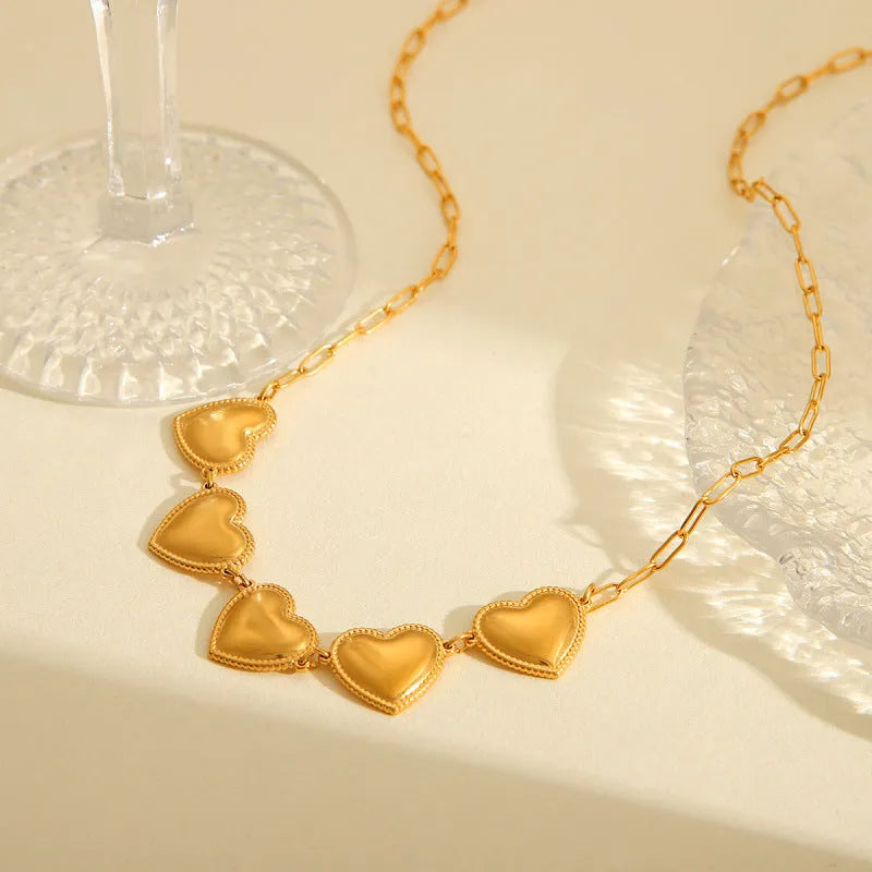 Stainless steel heart necklace with electroplated finish in HC-N40093 colour