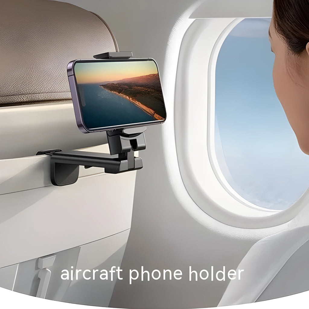 Black foldable universal phone holder with rotating body stand for mobile devices