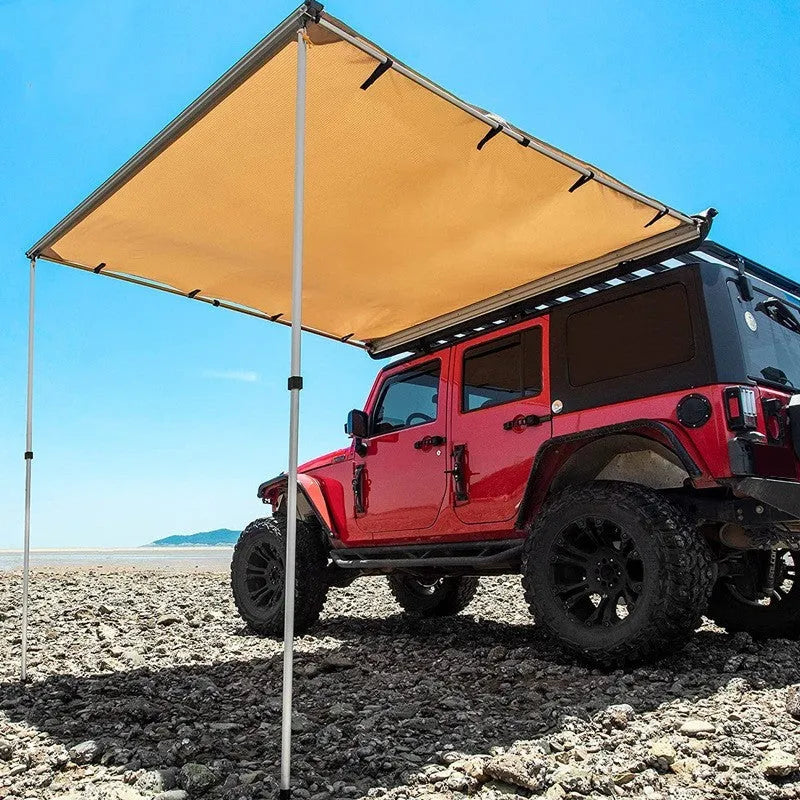 Black glue rainproof camping tent with aluminium alloy poles set up outdoors