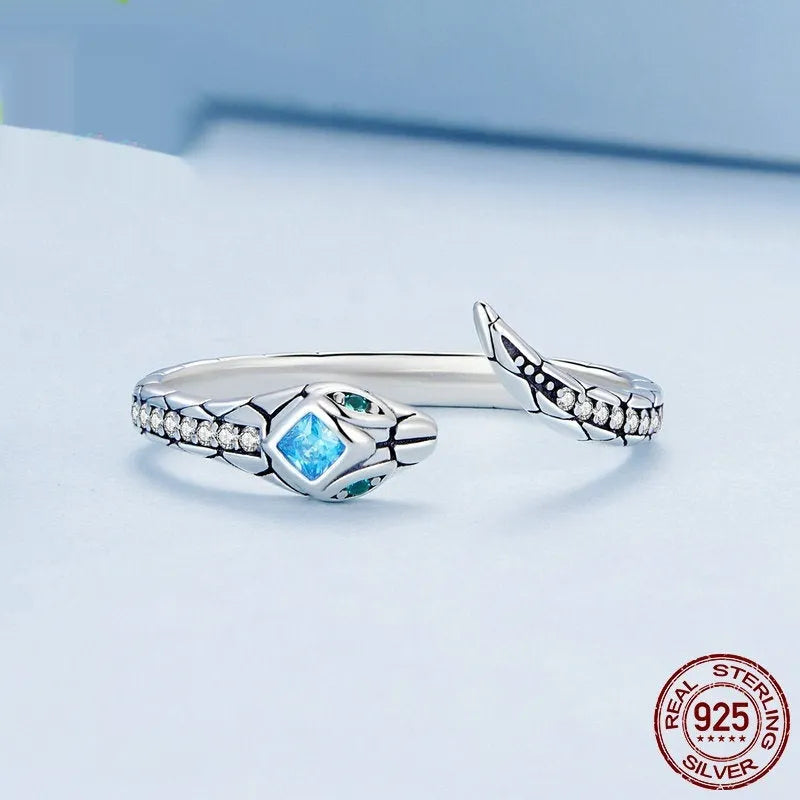 Silver snake texture ring for women, snake pattern band, available in US sizes 6, 7 and 8