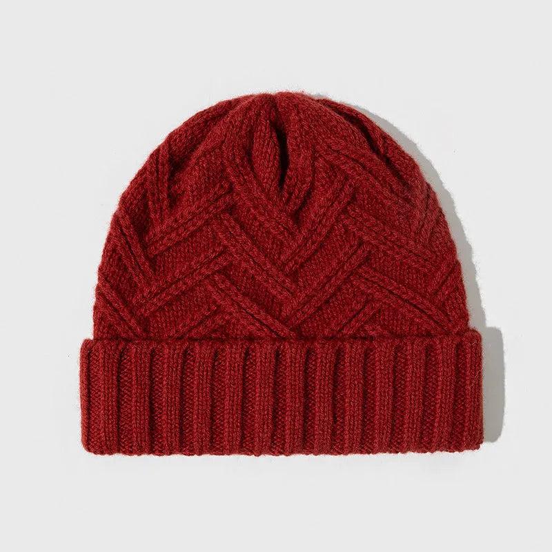 Wool knitted women's hat with dome crown in various colour options including red, grey and brown