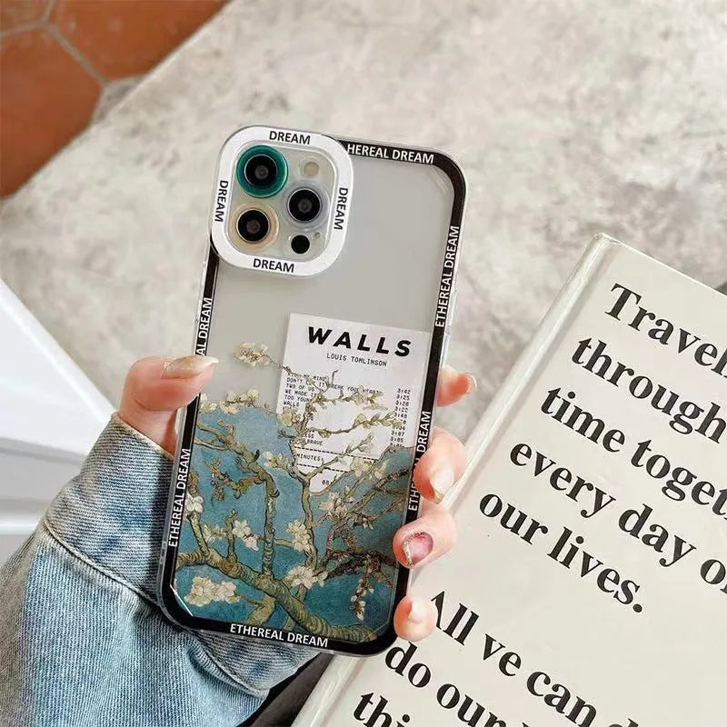 Oil painting silicone phone case in Magnolia or Xingyue with all-inclusive painted finish for Apple iPhone models