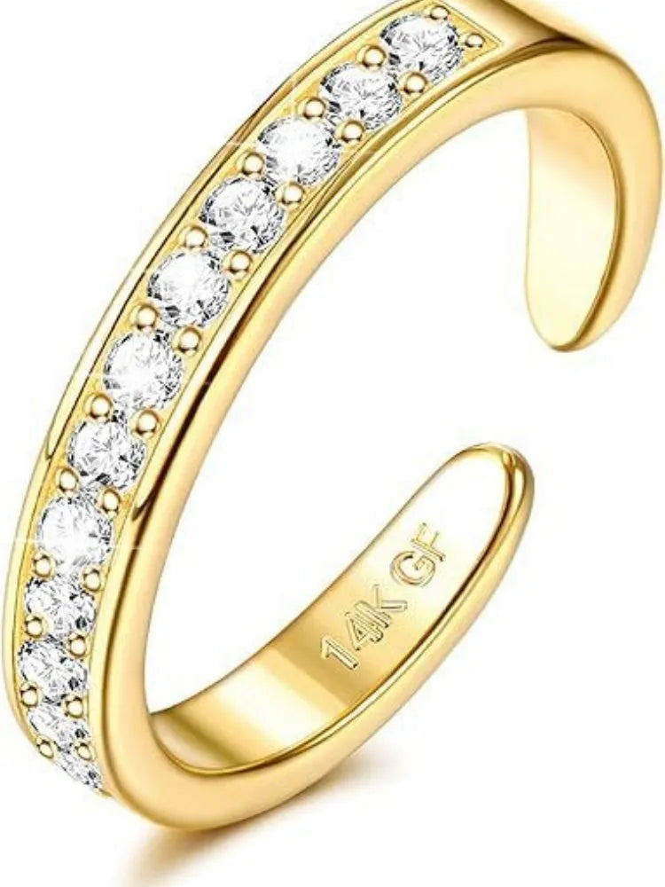 Geometric gold plated toe ring with rhinestone or water drop decoration on alloy base