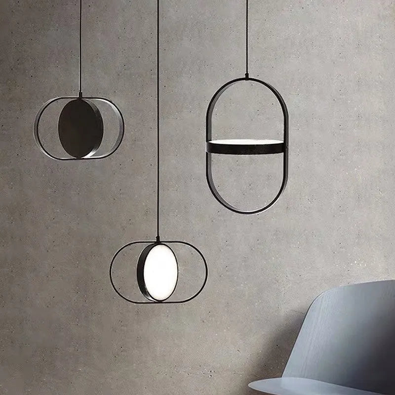 Nordic bedside lamp with reversible magic eye and integrated power strip in black horizontal style