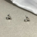 Heart-shaped stud earrings in gold and silvery metal alloy for pierced ears, simple small design