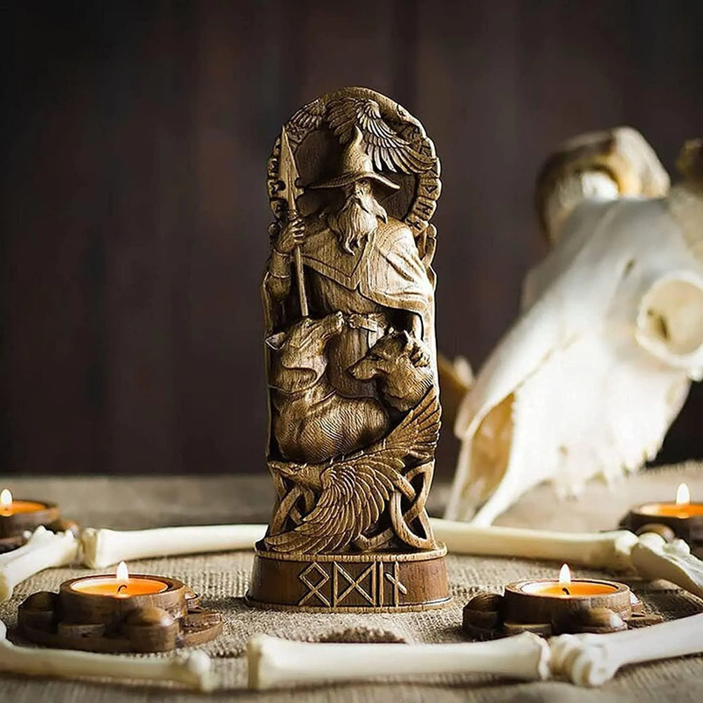 Handmade iron Norse hero statue set of four Odin Thor Freya Loki each 10x6x22cm
