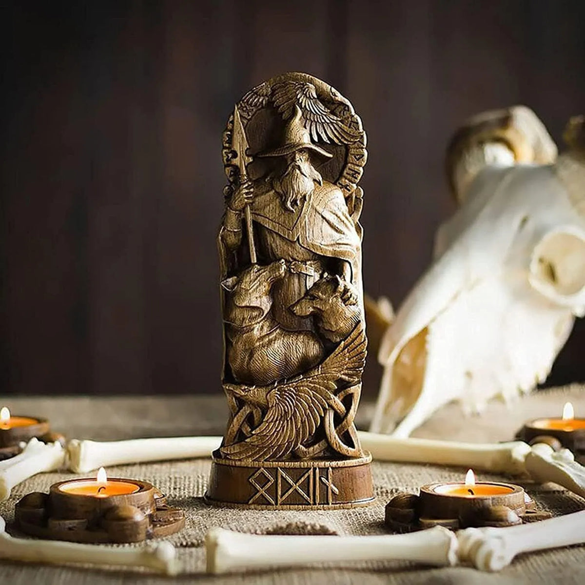 Handmade iron Norse hero statue set of four Odin Thor Freya Loki each 10x6x22cm