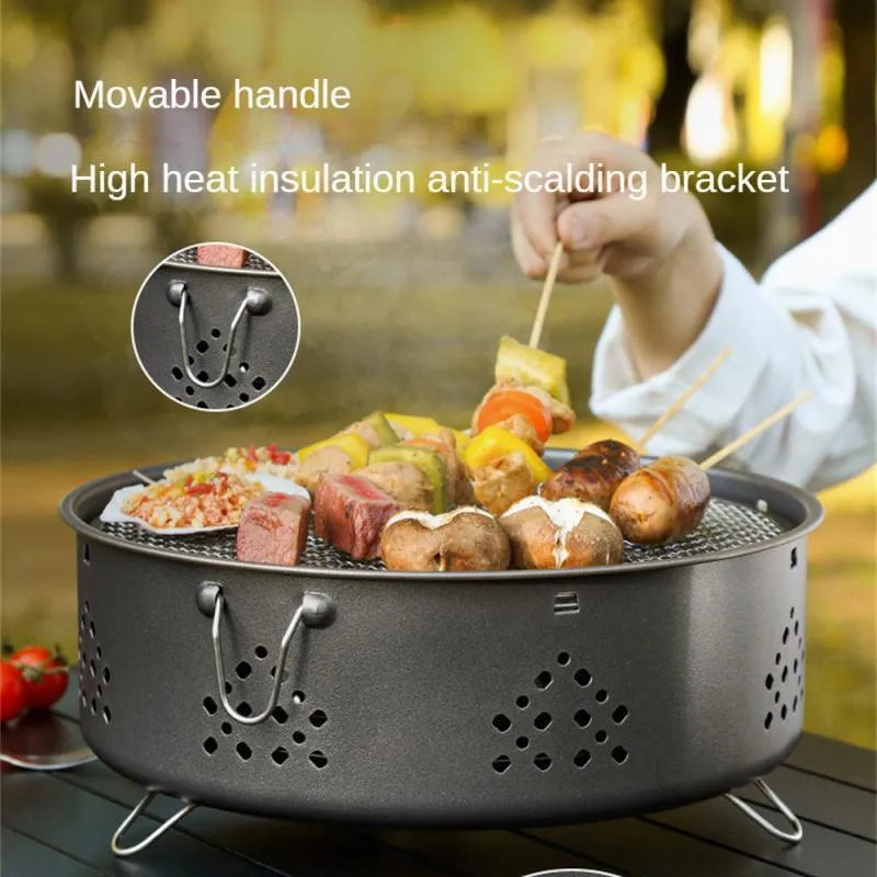 Portable stainless steel barbecue grill with detachable design for outdoor camping