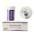 Chlorine dioxide test paper strips in bottle for waste water concentration detection