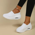 Women's leisure sports air cushion non-slip woven shoes in solid colour with low-top design and mesh upper