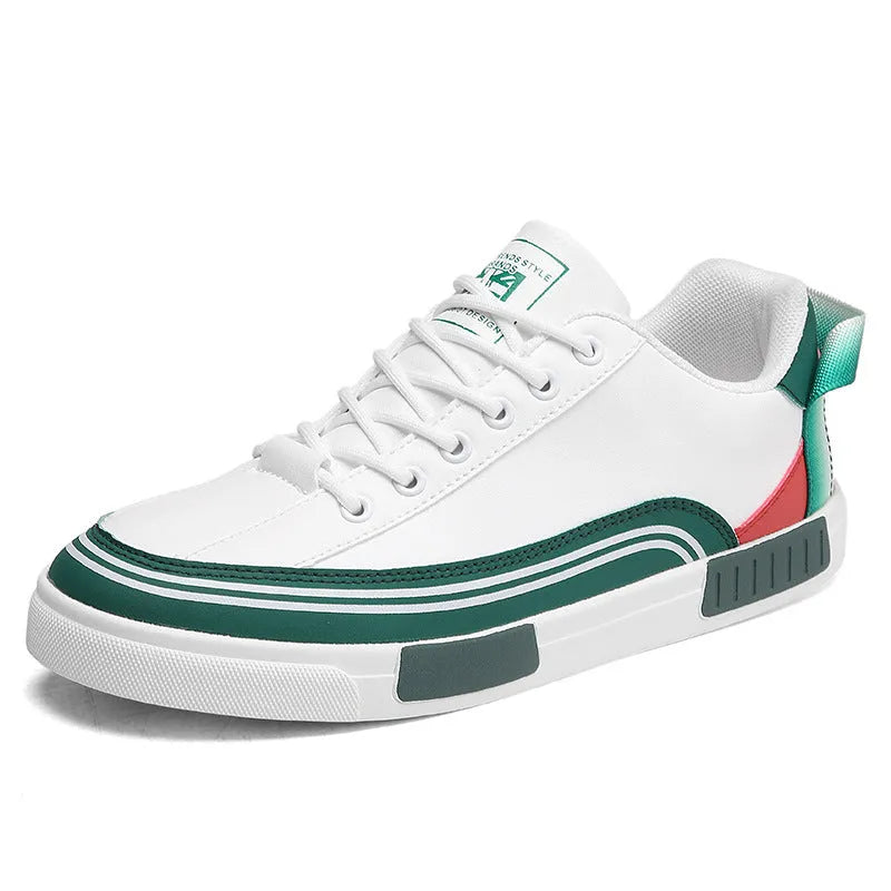 Men's breathable section mesh casual shoes in Milan colour with beige, white and green canvas upper