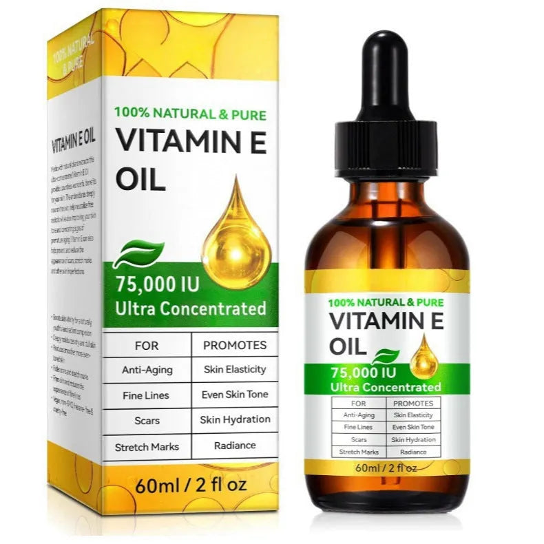 Vitamin E oil 60ml cosmetic skincare oil single bottle for face hair nails body