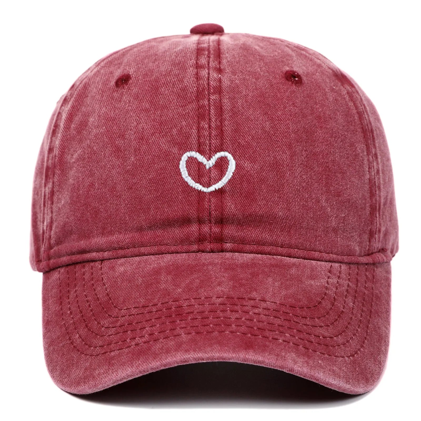 Cotton baseball cap with small love embroidery in adjustable size for sun protection