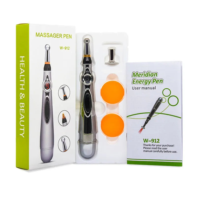 KEBETEME Massage Pen 200x30mm electric energy pen with three therapy tips and colour options