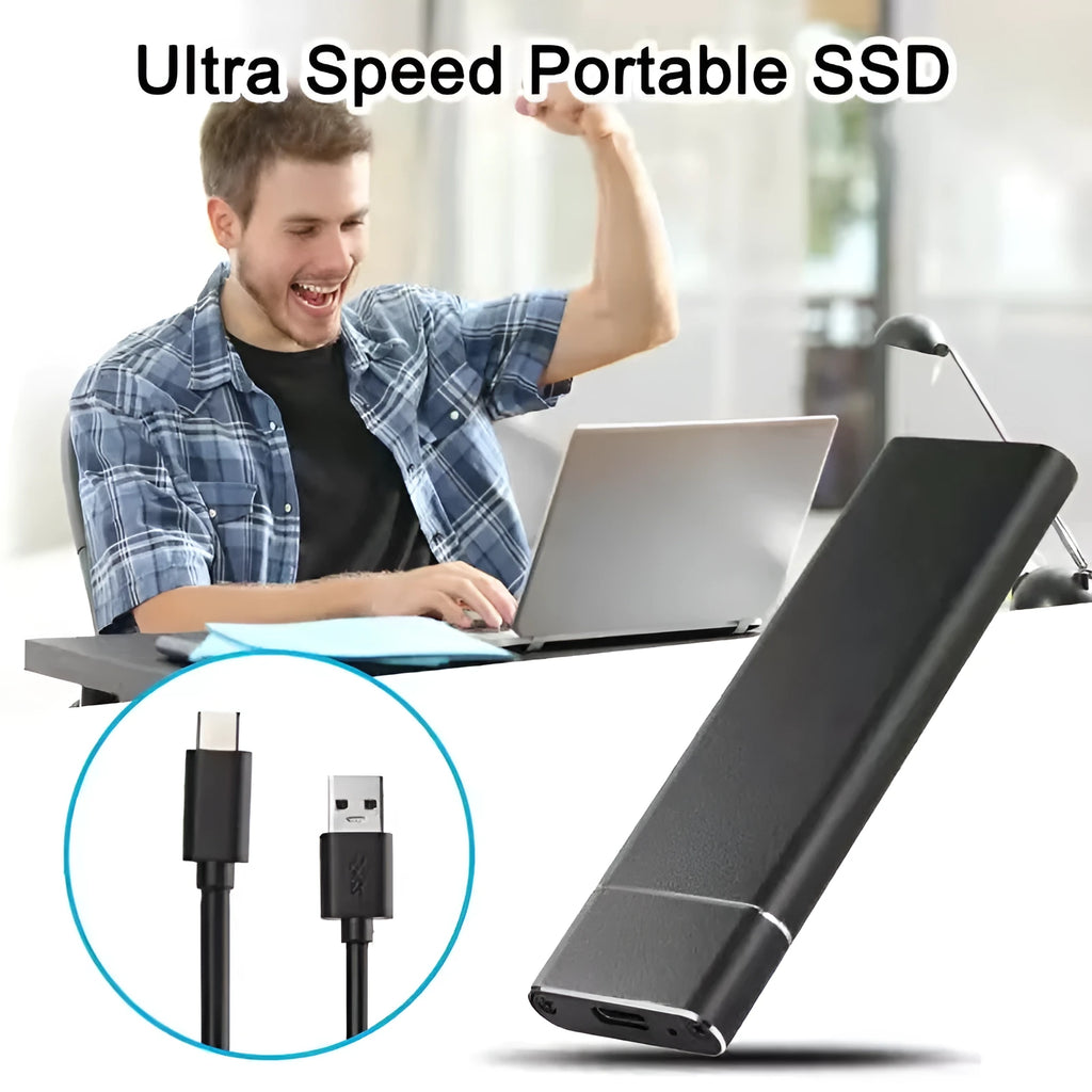 High-speed SSD mobile hard disk with 6TB capacity in metal shell, available in black, blue, orange, red, silver
