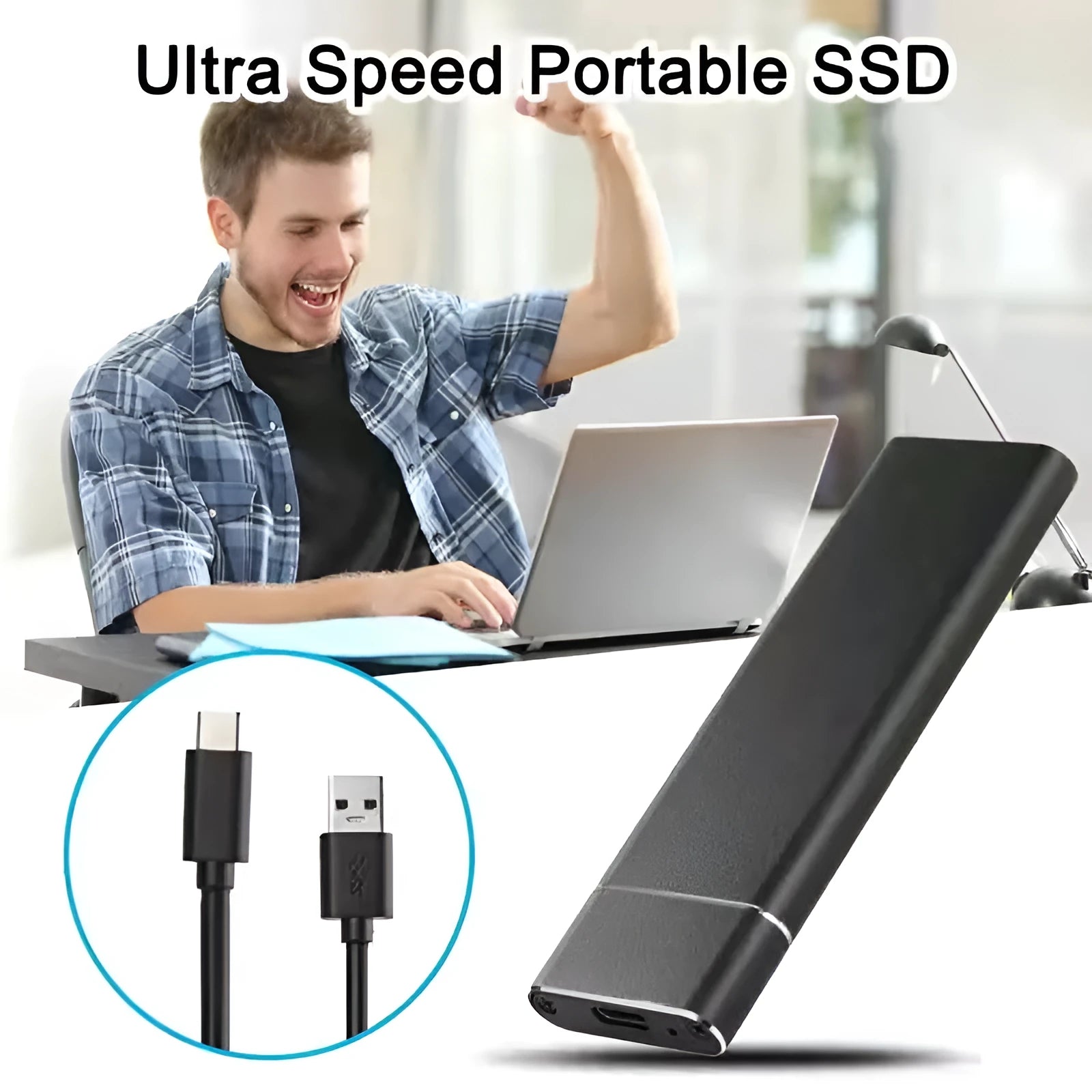 High-speed SSD mobile hard disk with 6TB capacity in metal shell, available in black, blue, orange, red, silver