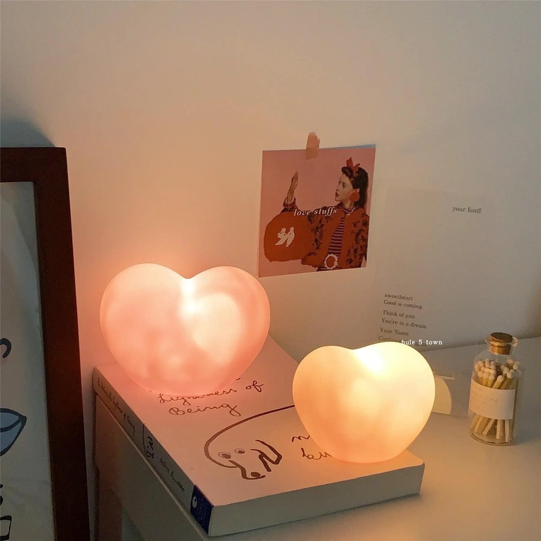 Vinyl atmosphere lamp emitting warm glow in small or large size with battery operation