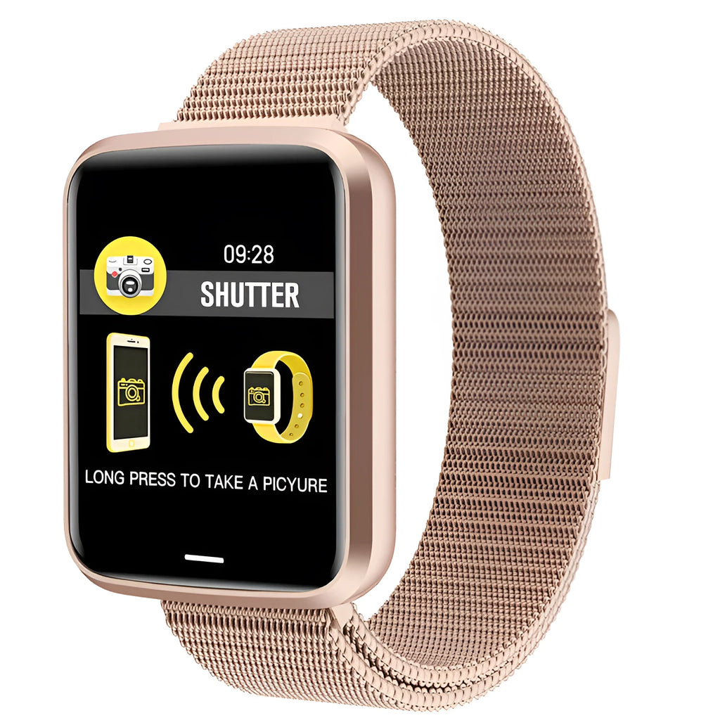 Private model smartwatch with black silicone strap showing 1.3-inch screen