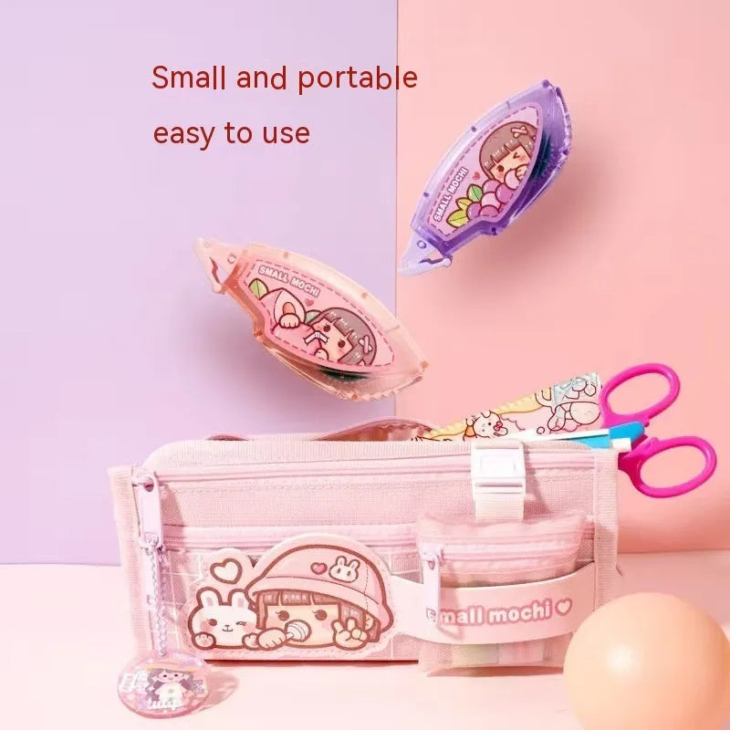 Dotting glue dispenser in fruit juice colours with traceless double-sided adhesive for stationery use