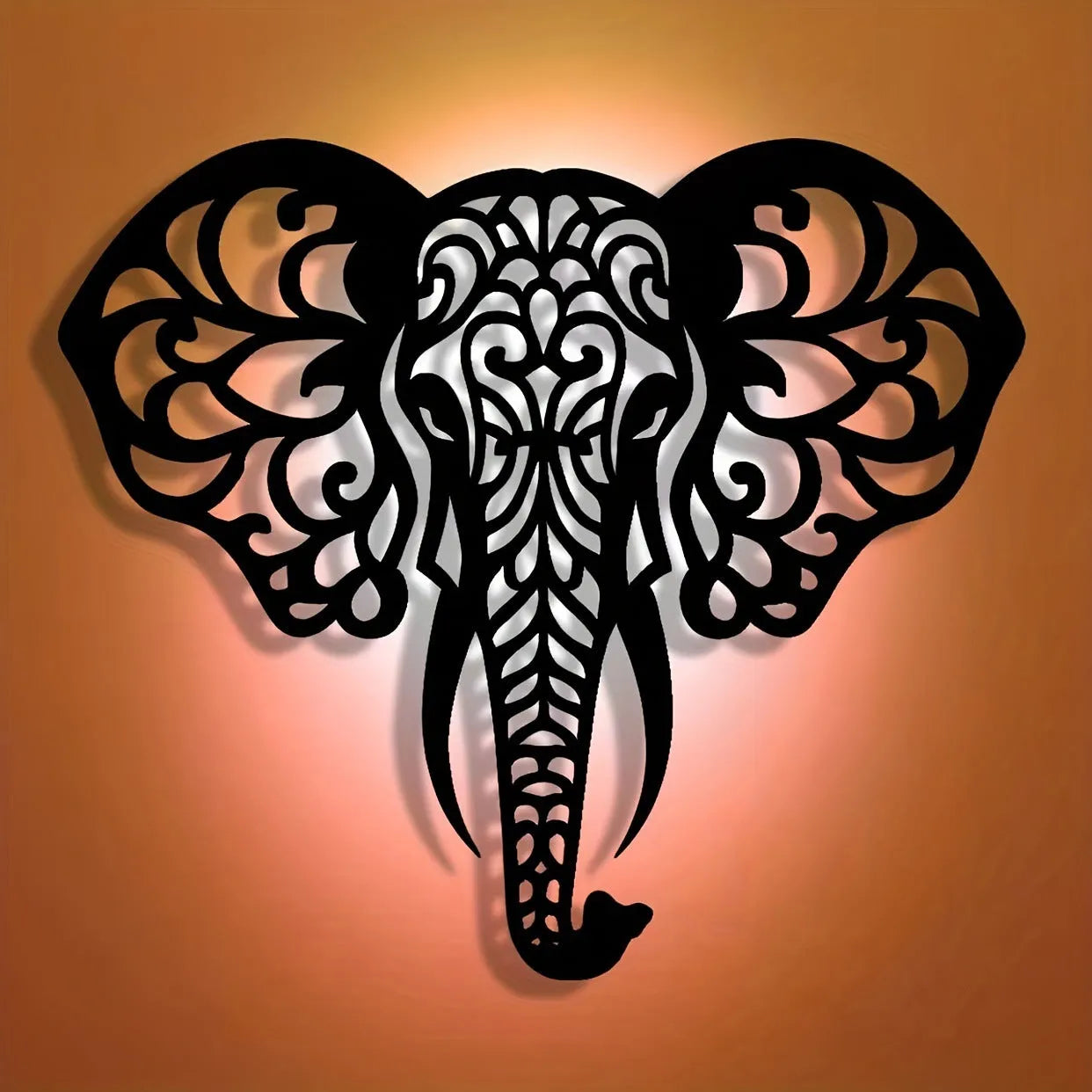 Wrought iron elephant wall decoration in modern simplicity style, metal construction, wall-mounted