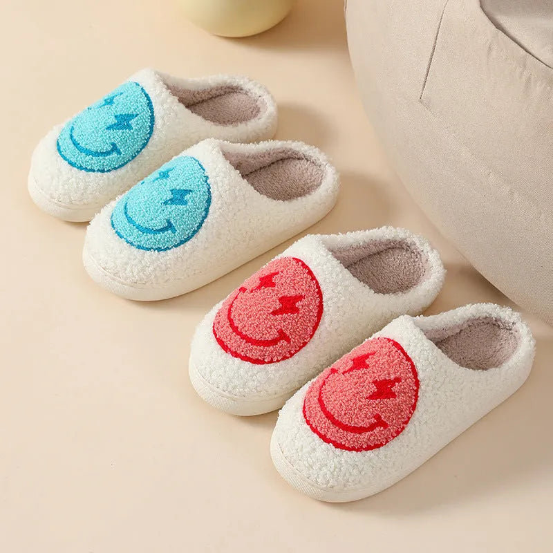 Women's cartoon plush home slippers in Big Love design with round toe and PVC sole
