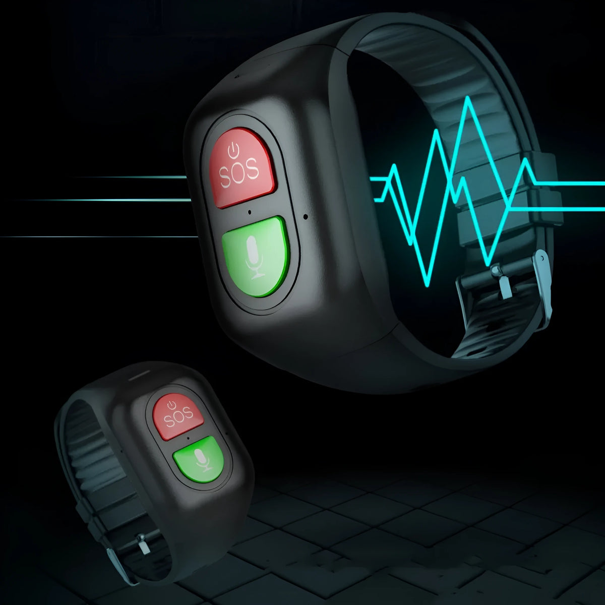 Black GPS health smart wristband with heart rate and blood pressure monitor on wrist