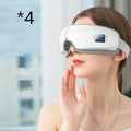 White foldable eye massager with PU mask, LCD screen, USB charging and Bluetooth music