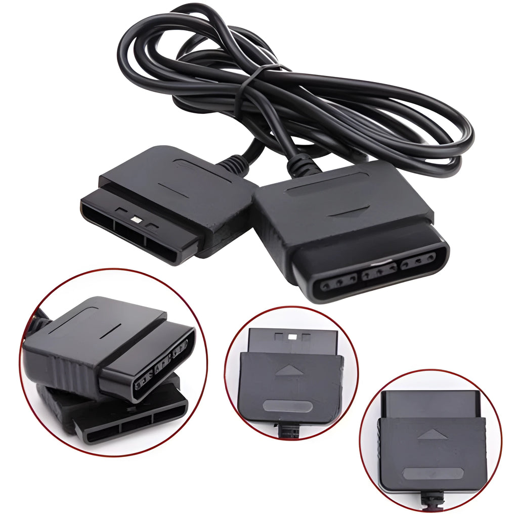 PS2 extension cable black plastic connecting lead for PlayStation 2 controller