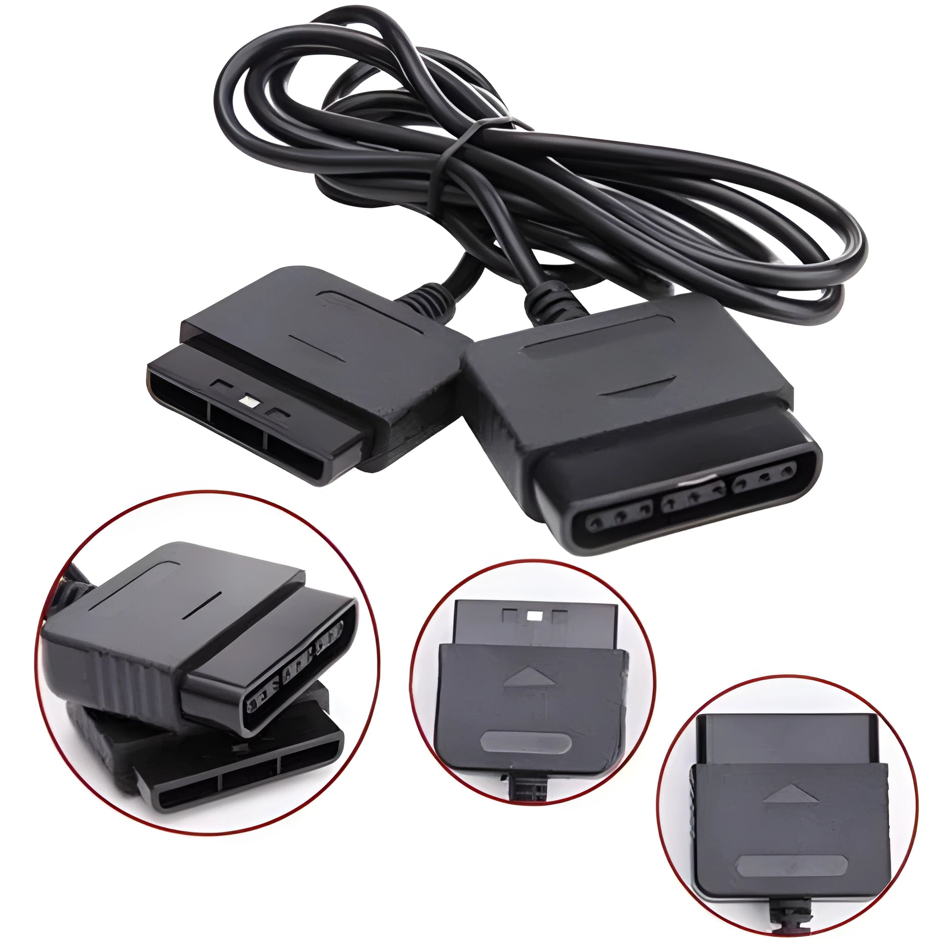 PS2 extension cable black plastic connecting lead for PlayStation 2 controller
