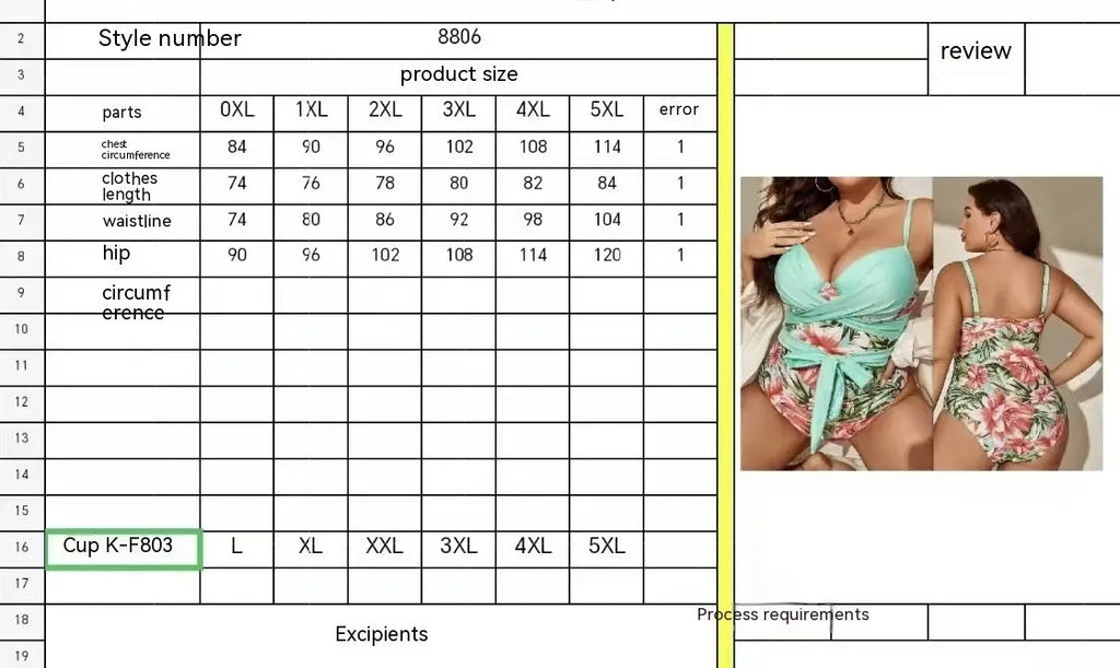 Women's plus size one-piece swimsuit with lace-up chest design in floral print